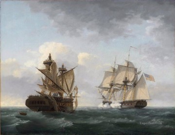 Warship Painting - Thomas Birch Engagement between the United States and the Macedonian Naval Battle